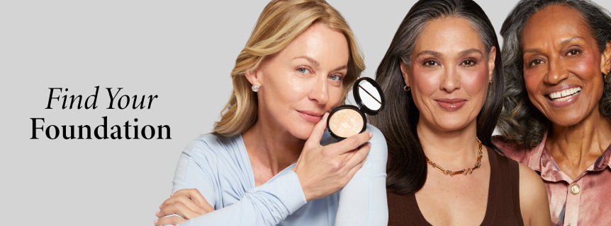 Find Your Foundation photo with three models wearing Laura Geller makeup